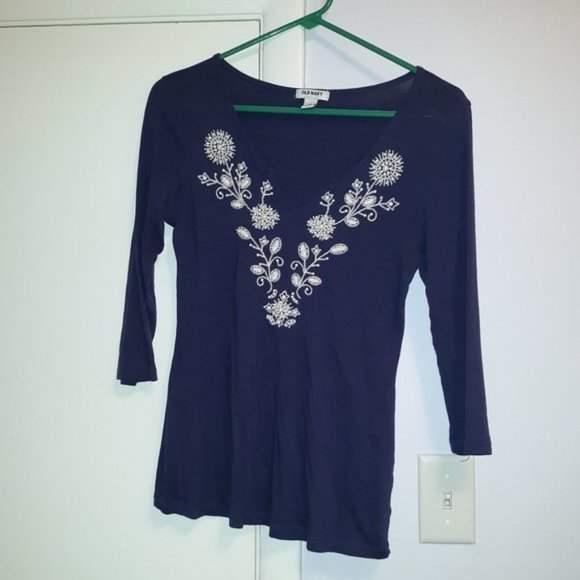 Old Navy Maroon and Blue Women's Blouses Size XS - Picture 4 of 5